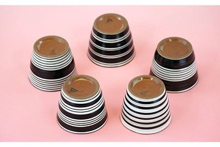 【波佐見焼】蕎麦猪口（マルチカップ）ボーダー そばちょこ 小鉢 陶器  食器 皿 【鐵山陶器】 [ZD10] 波佐見焼