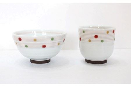 【波佐見焼】色彩水玉（ 茶碗 ・ 湯呑 ）4点セット 食器 皿 【陶芸ゆたか】 [VA93]  波佐見焼