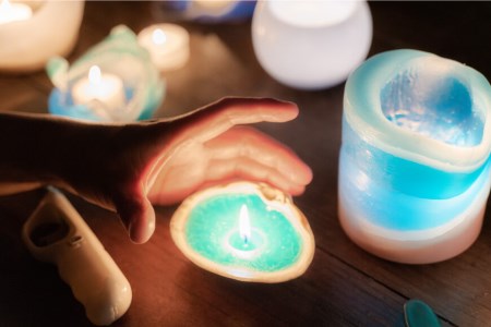 気仙沼の海をイメージしたキャンドル Round Candle（M）×3種 計3個 [Nr.12（ともしびプロジェクト） 宮城県 気仙沼市 20563648]