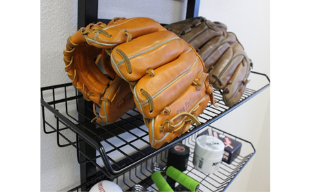 野球道具突っ張りラック 黒 バットスタンド ソフトボール 国産 インテリア 組み立て必要 野球用品収納 