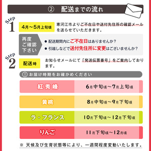 《先行予約》令和8年産 4回定期便「フルーツ 定期便 紅（べに）」さくらんぼ（紅秀峰）・ 黄桃・洋梨（ラ・フランス）・りんご（サンふじ）山形県産 【2026年6月中旬頃から発送開始予定】※配送不可 沖縄・離島　053-B-MM079