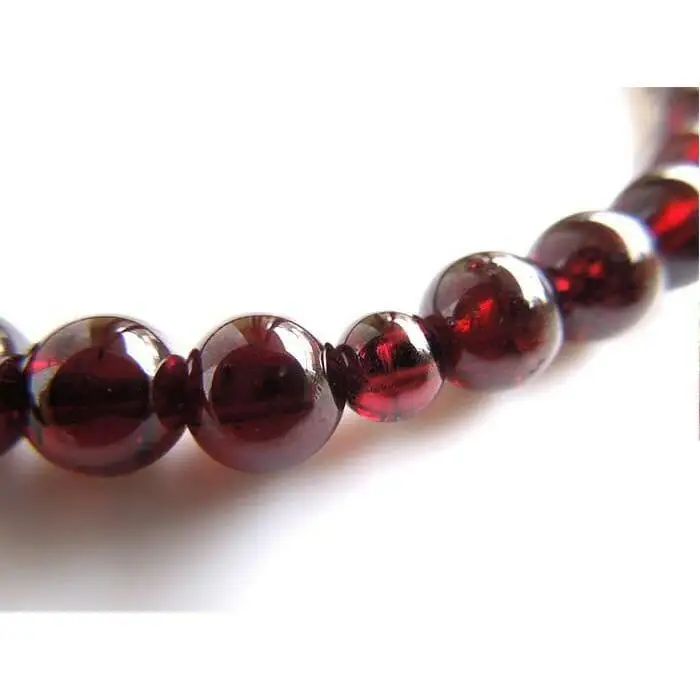 【京都 安田念珠店】 ガーネット 女性用 片手念珠（数珠） 正絹エンジ房