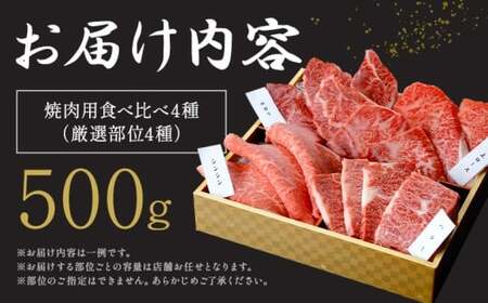 厳選 くまもと黒毛和牛 焼肉用食べ比べ4種 500g《45日以内に出荷予定(土日祝除く)》和牛焼肉LIEBE くまもと黒毛和牛