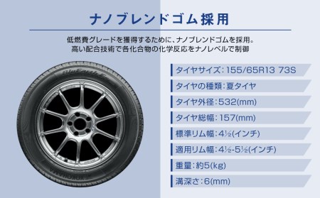 ヨコハマタイヤ 4本セット BluEarth-Es ES32 155/65R13 73S スタンダード 夏タイヤ 横浜ゴム 車用品 カー用品 自動車パーツ 三島市 静岡県
