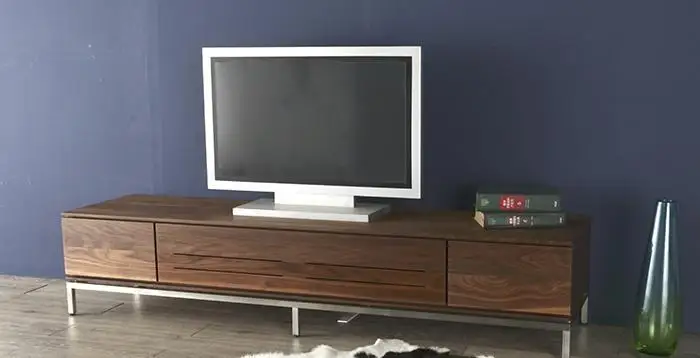 大川家具 ブローディ180TVボード 両引出し アイアン脚 天然木ウォールナット