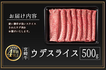 宮崎牛 ウデスライス 500g 肉質等級4等級 国産 人気 おすすめ【B531-2510-90】
