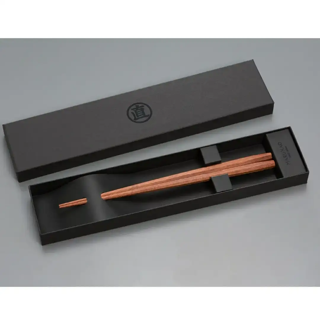 極上 十六角箸 紫檀 225mm 高級 箸 贈答用 無塗 燕三条製  [マルナオ]