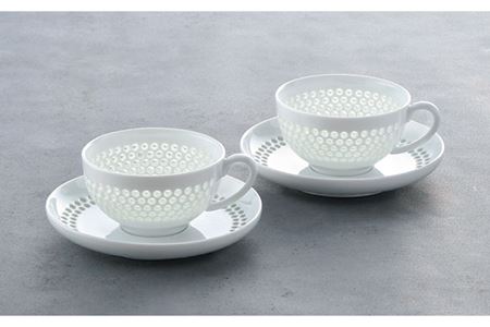 【波佐見焼】水晶プレミアム ティーカップ ソーサー 2客セット 食器 皿 【丹心窯】 [AB37]  波佐見焼