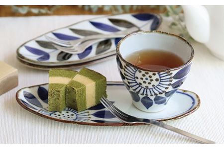 【波佐見焼】スリム オーバル プレート ・カップ セット ブルーメ 食器 皿 【翔芳窯】 [FE49]  波佐見焼