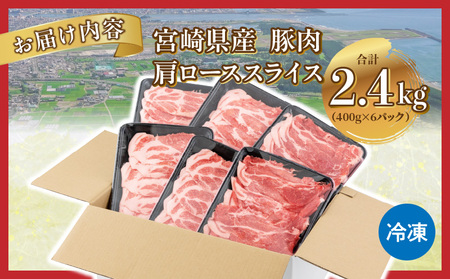 豚肉 宮崎県産 肩ロース スライス 2.4kg 豚肉[400g×6P]