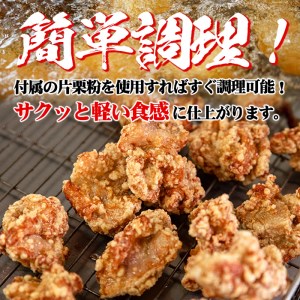 isa340 鹿児島県産からあげ用鶏もも肉＜にんにくりんごダレ＞(計1kg・500g×2P)片栗粉 国産 九州産 若鶏 モモ 味付き 小分けで おかず お弁当 唐揚げ 料理 簡単調理 揚げるだけ グリル焼き ソテー タレ漬け【株式会社ながたや】