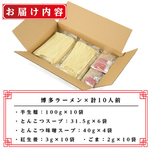 博多ラーメン(10人前) 博多 博多ラーメン 豚骨 とんこつ スープ 常温 ギフト 贈答用【フーデリジェンス】as17-002