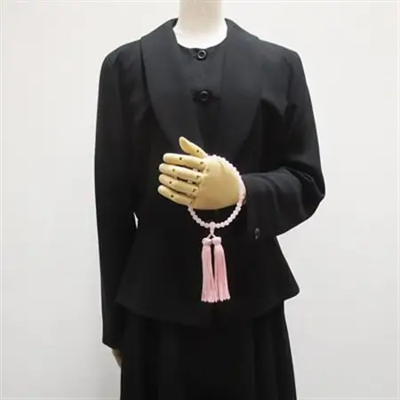 数珠女性用　ローズクォーツ　正絹花かがり房　桐箱入【1017408】