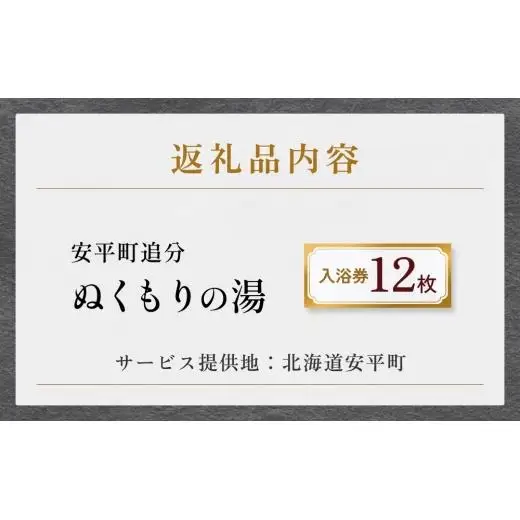 温泉 入浴券 ぬくもりの湯 入浴券（12枚）北海道 安平町【1285181】