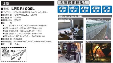 ポータブル電源パワーバンク1000 [0811]