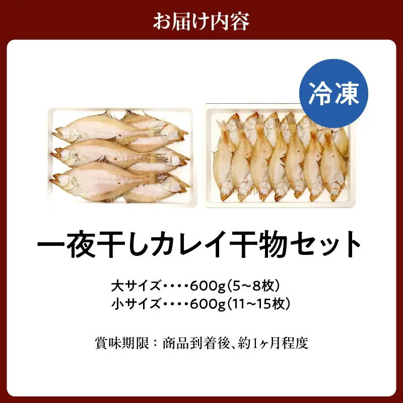 干物 干カレイセット 合計1.2kg以上（大5～8枚 約600g、小11～15枚 約600g）国産 冷凍 33-13