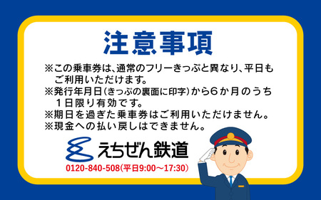 「えちぜん鉄道・福井鉄道ふるさと納税記念品共通1日フリーきっぷ」セット 【フリー切符 ローカル列車 ローカル線 観光列車 旅 えち鉄 えちてつ 路面電車 鉄道 趣味 情緒】 [A-11804]