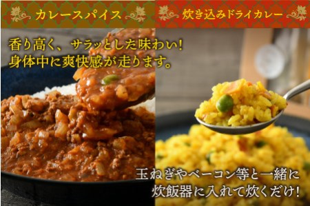 ハーブ講師が作る 教室で人気のカレースパイスセット （5食分 × 2箱）& 炊込みドライカレー（2食分 × 2箱）お米（無洗米）付き【アレルゲンフリー】【スパイス スパイスカレー スパイスセット カレーパウダー おうちカレー カレー粉 香辛料 セット 手作り キット ドライカレー 薬膳カレー スープカレー ギフト】 [A-13013]