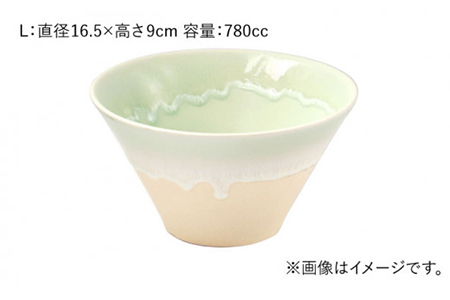 【美濃焼】パステルジュレ グリーン＆クリーム S/M/L 3個セット【伸光窯】 食器 ボウル 鉢 どんぶり 丼 丼ぶり 麺鉢 サラダボウル ラーメンどんぶり デザート うどん 麺 食器セット セット 送料無料 パステルカラー 緑 グリーン 【TOKI MINOYAKI返礼品】   [MAQ044]