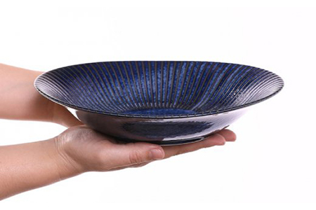 【美濃焼】古窯群青 軽量カレー皿4枚セット【陶土う庵】（3262-0115）（レンジ対応/食洗器対応）おしゃれ パスタ ディナー 和モダン シンプル 新生活 深皿 食器 器 うつわ 青 紺 ネイビー ブルー 送料無料 [MBY072]