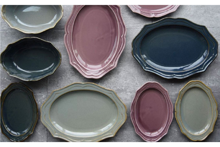 【美濃焼】fiorire-フィオリーレ- オーバルベーカー Sサイズ 3枚セット（Burgundy×iceblue×indigoblue）【Felice-フェリーチェ-藤田陶器】 食器 楕円皿 パスタ皿 ケーキ皿 写真映え おしゃれ [MBX011]