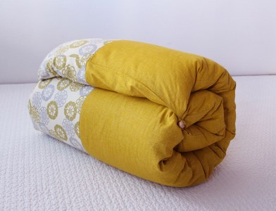 【洛中高岡屋】カバータイプごろ寝敷きふとん（ゆったりサイズ・菜の花フローラル）