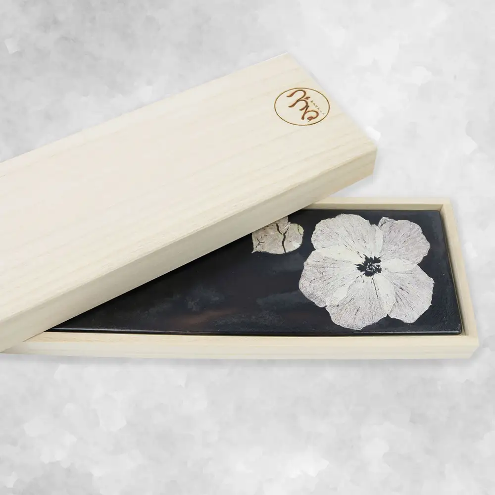 【つづるガラスアート】ゆうなの花　長平皿－SUMI－　1枚