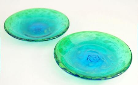 皿 琉球ガラス【沖縄県工芸士・松田英吉作】食器 10点セット：うずイラブチャー