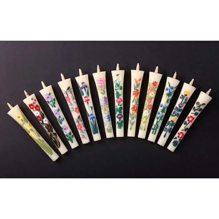 手描き四季の花ろうそく12本入【カーボン・オフセット対象】
