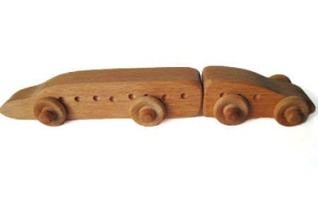 とんぼ工房手作り「かわいいミニ新幹線＆ミニカー2台セット」 [0330]