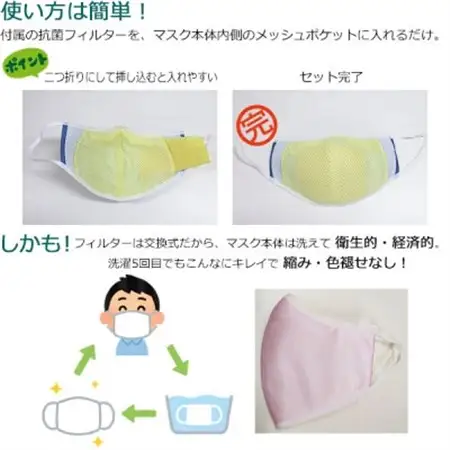 アニちゃんマークのドクターマスク(M(小さめ)ラベンダー)+不織布抗菌・抗ウイルスフィルター10枚【1300045】
