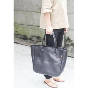 栃木レザー使用｜ソフトな手触り 本革 A4も入る大容量 本革トートバッグ｜Tote bag 03 L｜チョコ｜minca（全6色）