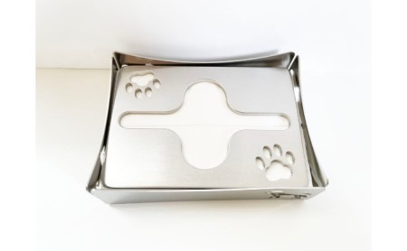 ポケットティッシュケース（犬） 雑貨 日用品 ポケットティッシュ ティッシュ ケース 卓上 デスク ステンレス 肉球 