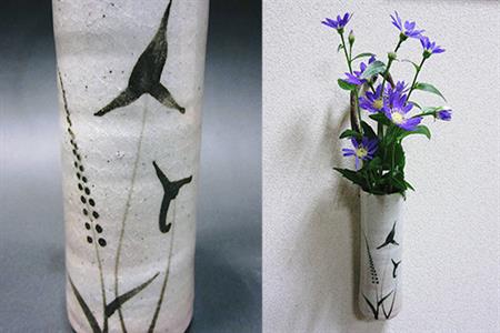 唐津焼 絵唐津 掛け花入(水引) 一輪挿し 花瓶 花器 フラワーベース 壁掛け ギフト