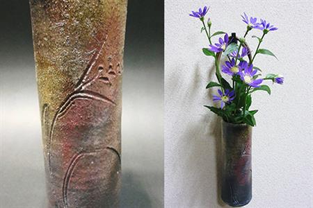 唐津焼 備前唐津 掛け花入(登り草) 一輪挿し 花瓶 花器 フラワーベース 壁掛け ギフト