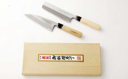 【土佐打刃物】磨万能舟行型・菜切 各16.5cm 2本セット （両刃） 万能包丁 ナイフ キッチン 手打鍛造刃物