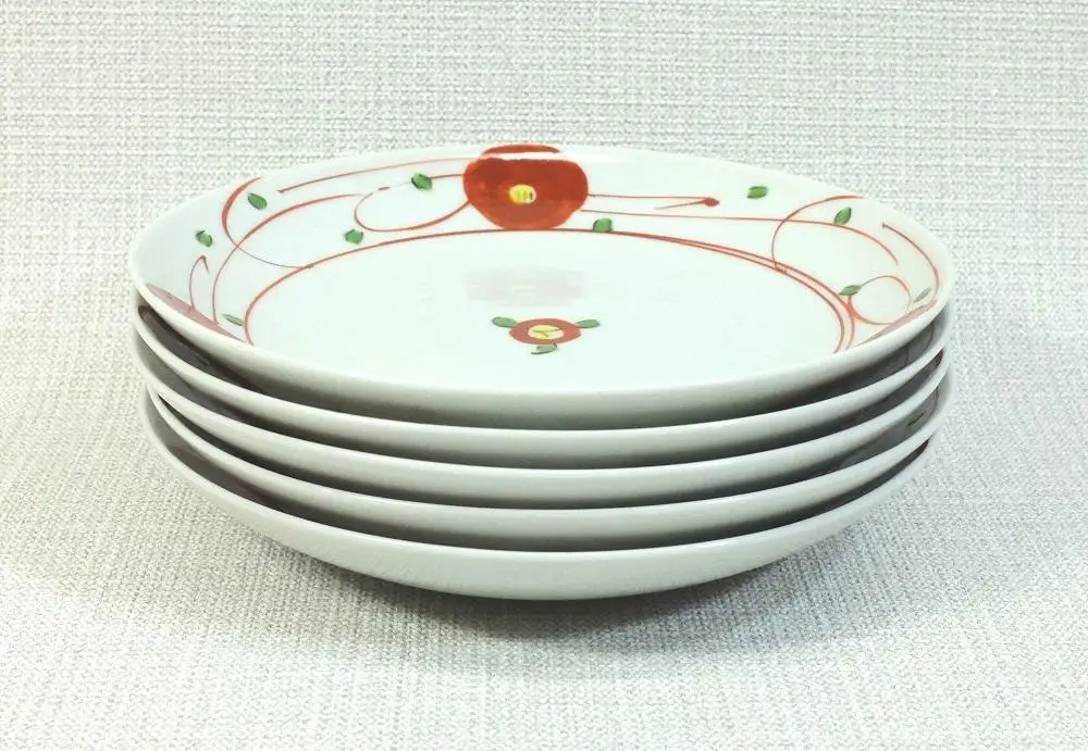 【波佐見焼】１０.５×１.５ｃｍ 小皿５枚組 赤絵小花 【西海陶器】５ ６３２８２