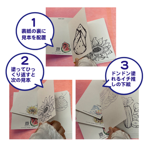 色鉛筆付き「色塗りパラダイス」と称してハガキサイズ色鉛筆で初めての方も安心のスターターセット【30枚＋12色の色鉛筆】見本が見やすく塗り方説明動画のオマケ付き。たっぷりの絵柄にドンドン挑戦できるのが特徴 ※着日指定不可