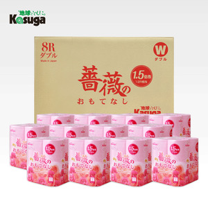 【144ロール相当】 1.5倍巻 トイレットペーパー 薔薇のおもてなし 96ロール ダブル 大容量 超吸水 ふんわり 肌にはりつきにくい ピンク 香り付き まとめ買い 日用品 生活用品 消耗品 トイレ用品  柄・色付き 香り・消臭 再生紙 富士市 [sf023-006]