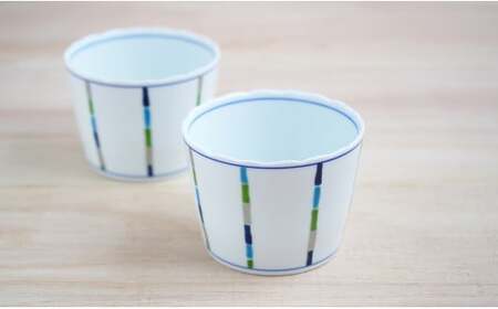 有田焼 irodori ライン そばちょこペア 【よう楽庵・たかす】よう楽庵・たかすオリジナル 器 うつわ そばちょこ 猪口 スープ コーヒー プレゼント ギフト A28-20