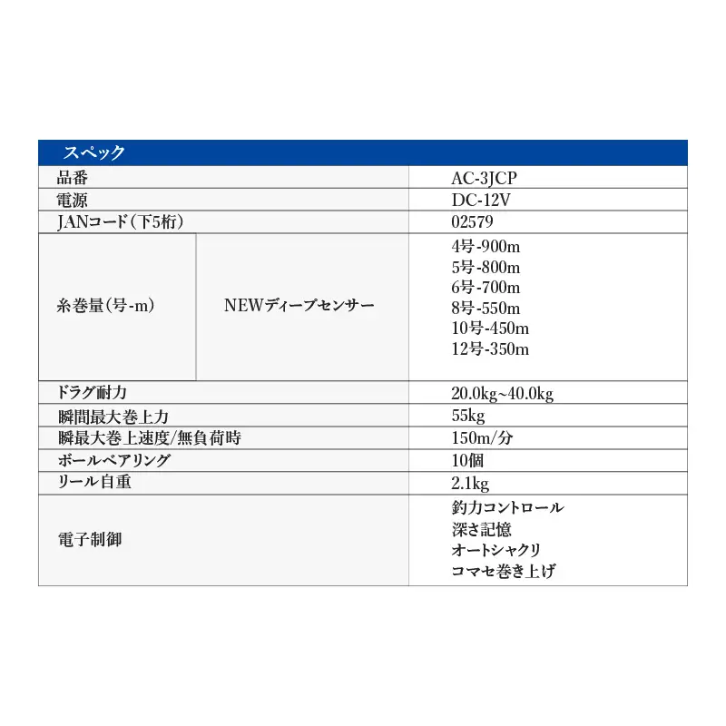 電動リール【ＣＯＭＭＡＮＤAC・３ＪＰＣ】