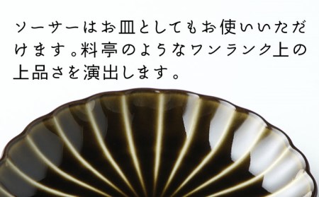 【美濃焼】ぎやまん陶 コーヒーカップ＆ソーサー 利休グリーン【カネコ小兵製陶所】【TOKI MINOYAKI返礼品】 食器 マグカップ ティーカップ コーヒーカップ カップ 皿 小皿 ソーサー プレート グリーン 送料無料   [MBD096]