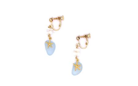【ブレスレット＆イヤリング】Lサイズ｜サンゴとシーグラスのアクセサリーセット