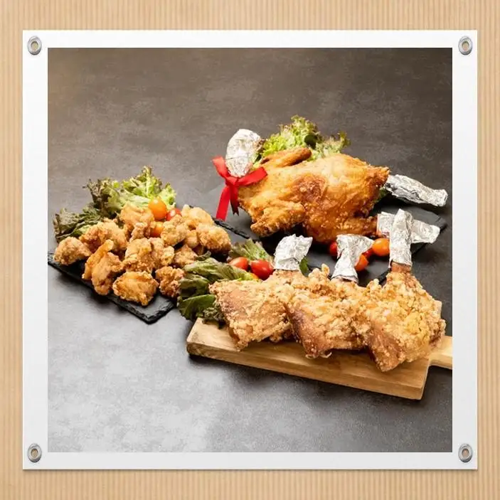 まる揚げ1羽（約1.2kg）・骨付きもも揚げ3本（約220ｇ×3本）・唐揚げ1.2kg（400ｇ×3袋）3点セット