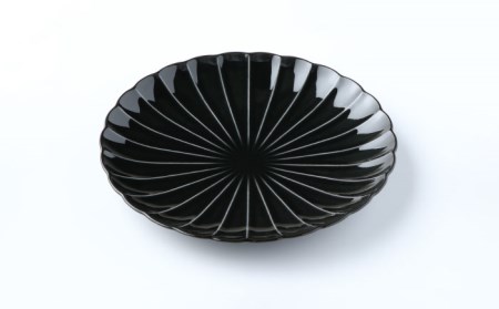 【美濃焼】ぎやまん陶 8寸皿 墨ブラック【カネコ小兵製陶所】【TOKI MINOYAKI返礼品】 検索ワード： 食器 皿 大皿 プレート パスタ皿 カレー皿 メインディッシュ ワンプレート 24cm 電子レンジ対応 レンジ対応 送料無料 ブラック 黒   [MBD113]