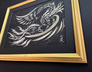 現代水墨画家 絵師白道 作「銀の鳳凰」｜絵画 アート インテリア 手描き [0621]