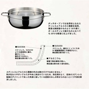 TSBBQ　ライトステンレスハーフダッチオーブン10インチ IH対応 キャンプ アウトドア ダッチオーブン