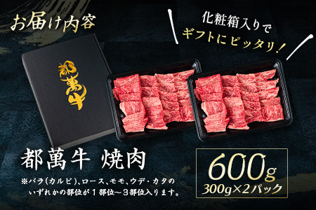 黒毛和牛＜都萬牛＞焼肉 300g×2パック 計600g【C383-2603】