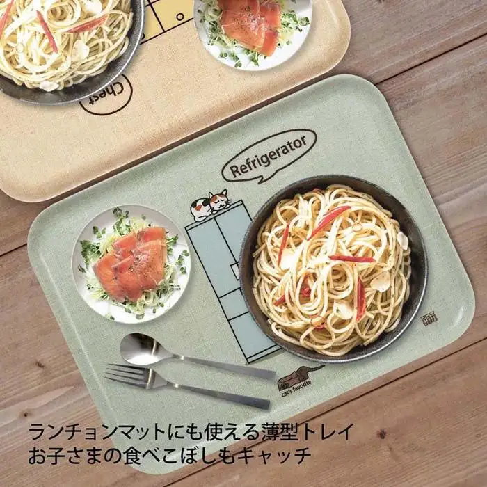 ネコダラトレイM角2枚セット「冷蔵庫でお昼寝」「炊飯器は冬のお楽しみ」 ネコだらけ 猫グッズ