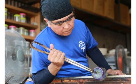 【琉球ガラス工房雫】水玉お皿（小・１枚）